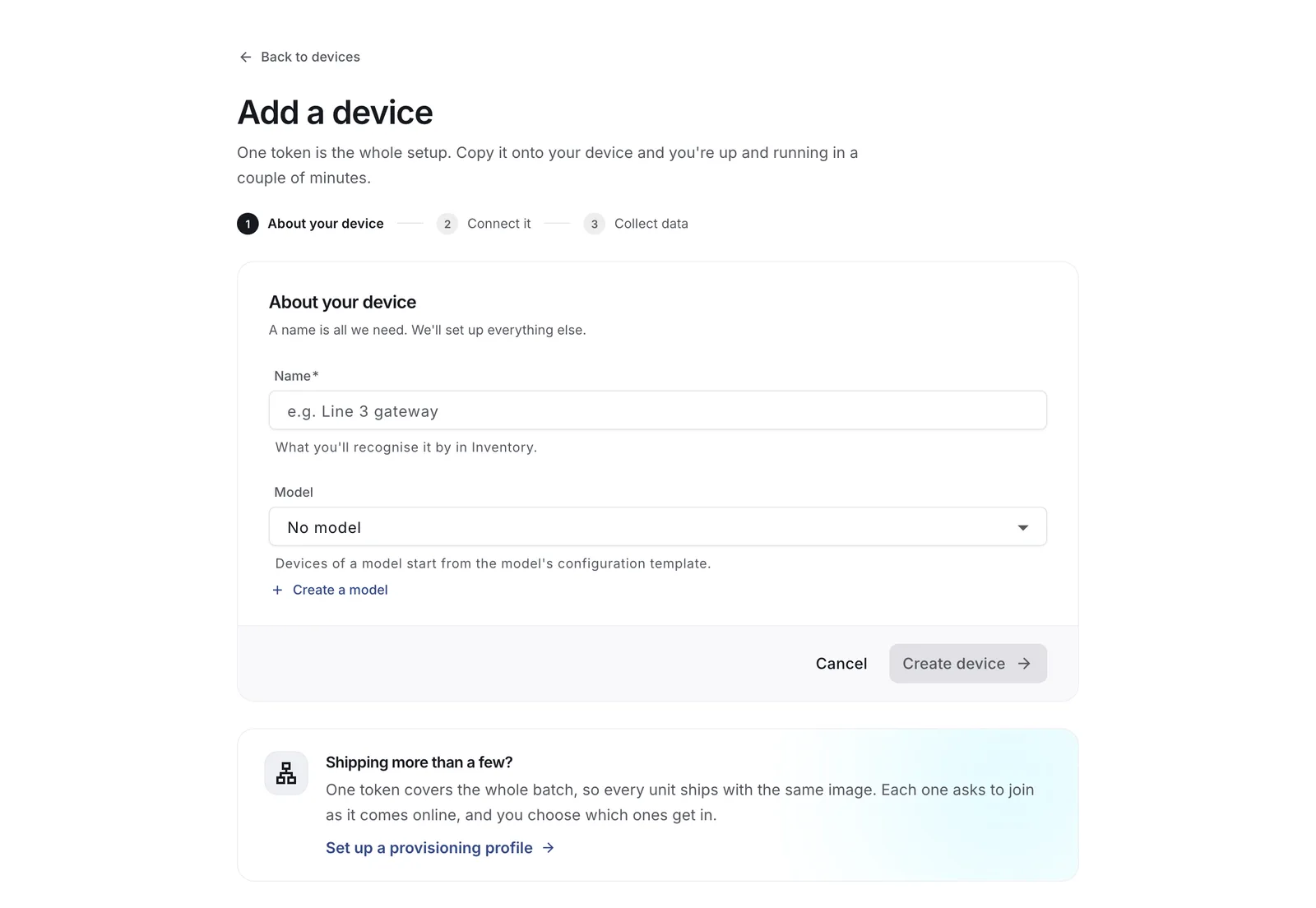 Adding a single device.