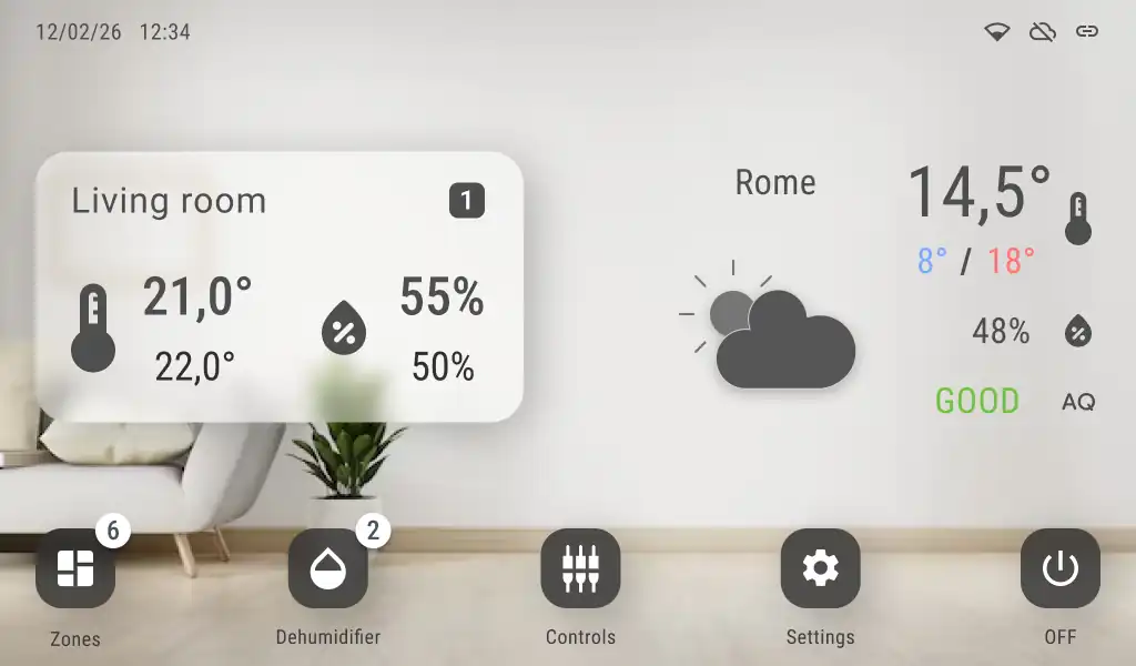 App termostato — tema chiaro.