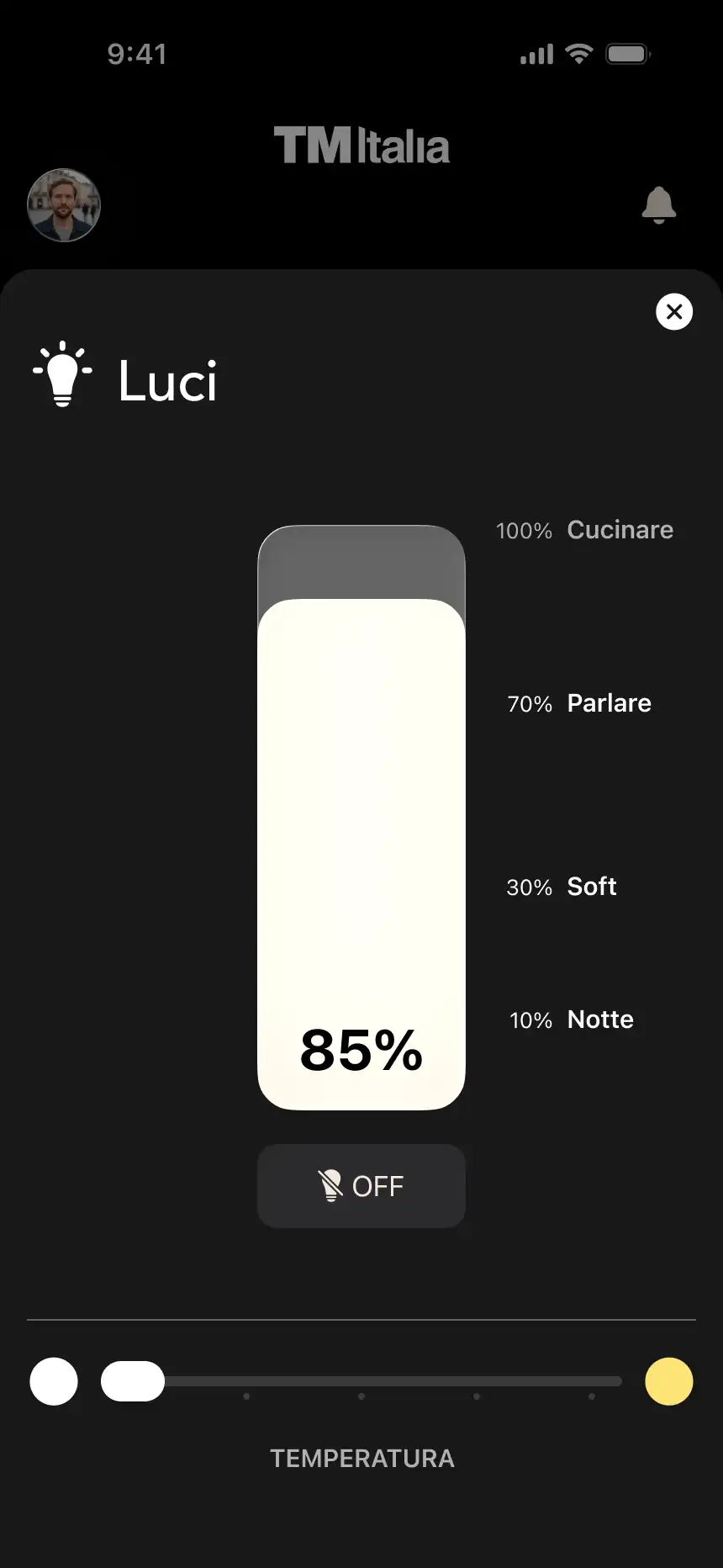 Screenshot dell'app TM Italia